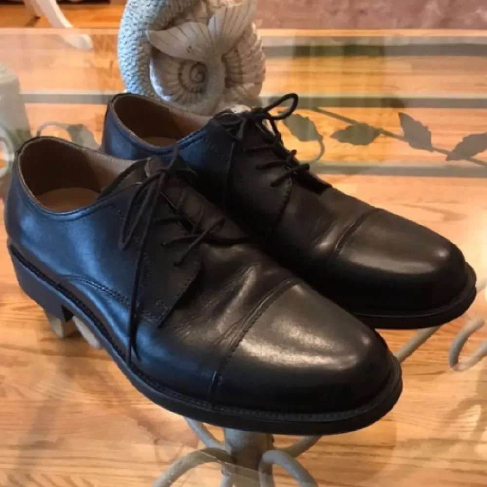 Chaps Men’s Black Leather Oxfords 96-7704 Sz 8 Near New